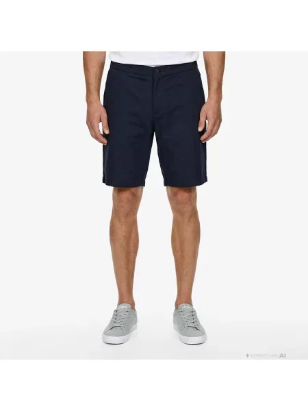 Lacoste Lniane Szorty Tapered Fit granatowe