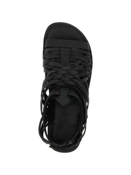 Sandale Yohji Yamamoto din piele țesuți negru