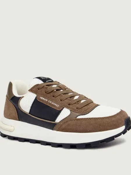 Armani Exchange Sneakers cu adaos de piele kaki