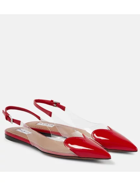 Balerini Alaïa din piele de lac slingback roșu