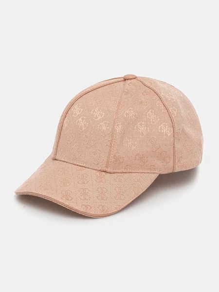 Шапка с козирка Guess дамска с десен оранжево