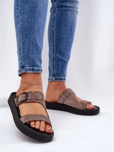 Copati Zazoo iz semiša s platformo rjava