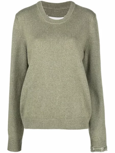 Pulover Maison Margiela cu decolteu rotund verde