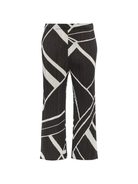 Pantaloni Pleats Please Issey Miyake cu imagine cu imprimeu abstract gri