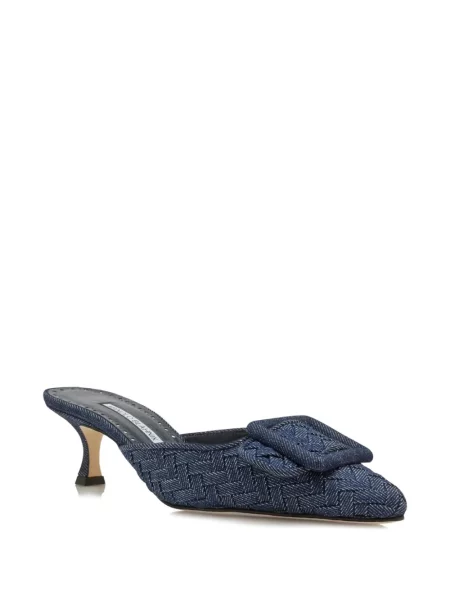 Papuci tip mules Manolo Blahnik cu cataramă albastru