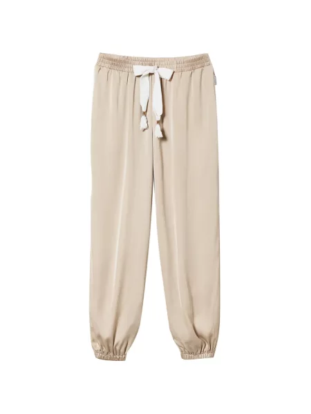 Pantaloni Twinset din satin alergare cu cordon