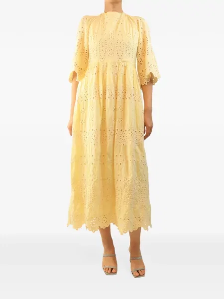Rochie midi Borgo De Nor cu broderie galben