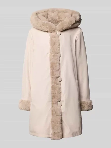 Kurtka dwustronna ze sztucznego futra z kapturem i wpuszczanymi Petite M.