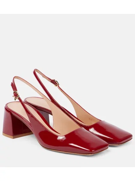 Pantofi cu toc Gianvito Rossi din piele de lac slingback bordo