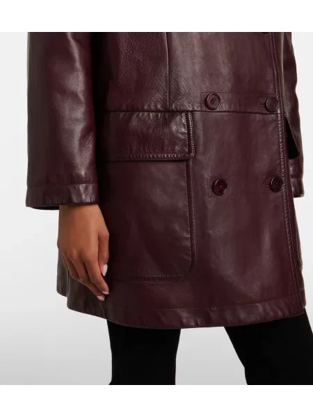 Palton Chloé din piele bordo