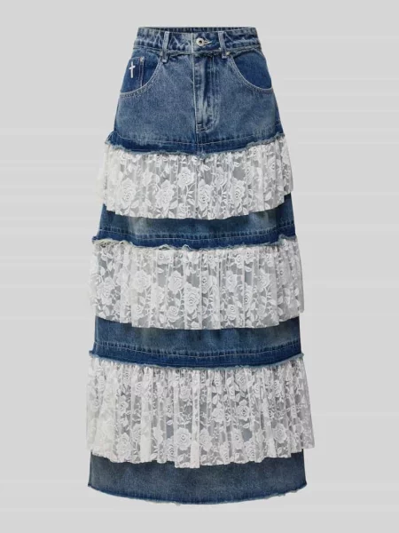 Spódnica jeansowa z obszyciem z koronki model ‘BABYDOLL’ The Ragged Priest