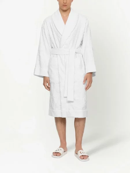 Dlouhý župan Dolce & Gabbana s dlouhými rukávy bílý
