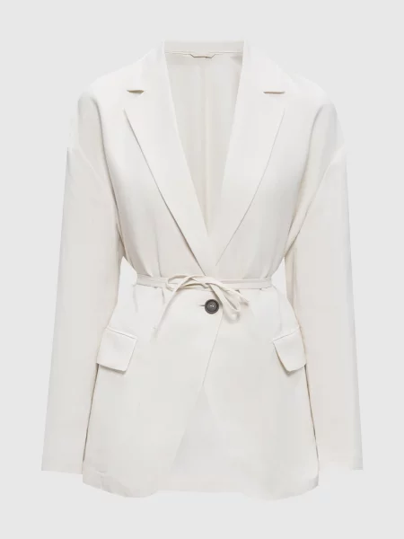 Жакет кольору айворі з льоном Brunello Cucinelli бежевий