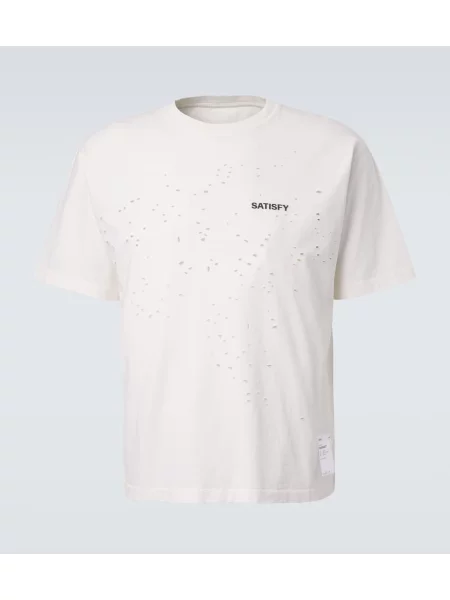 Tricou Satisfy zdrențuiți din jerseu alb