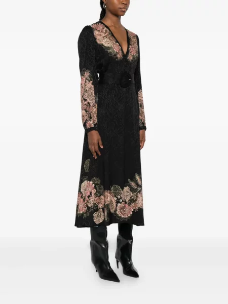 Rochie Twinset cu model floral cu imagine de costum negru