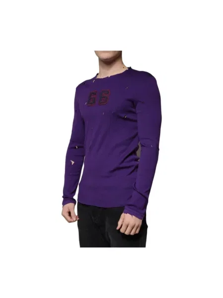 Dzianinowy sweter Dolce And Gabbana fioletowy