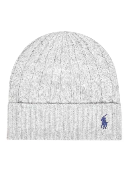 Czapka wełniana z wyhaftowanym logo Polo Ralph Lauren szara