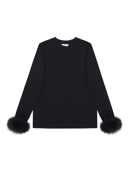 Koszulka Sleeper w piórka z długim rękawem z dżerseju czarna