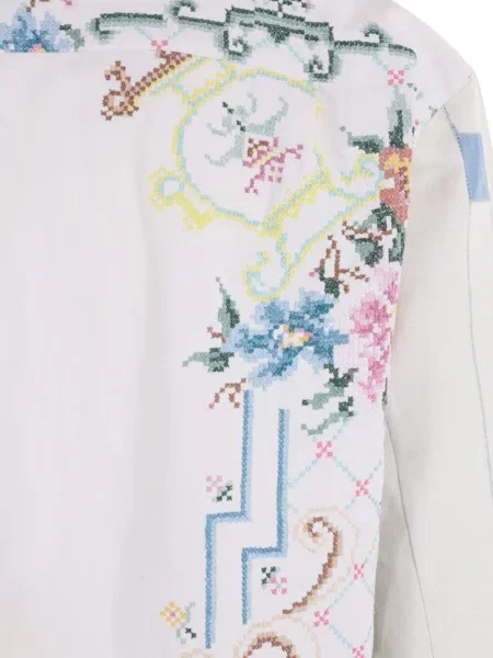 Cămașă By Walid cu broderie de in cu model floral alb