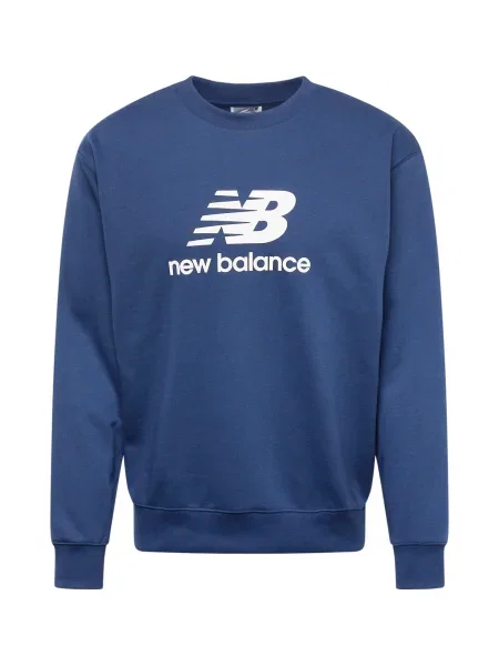 Pánska mikina New Balance Stacked Logo French Terry Crew nb navy tmavo modrá