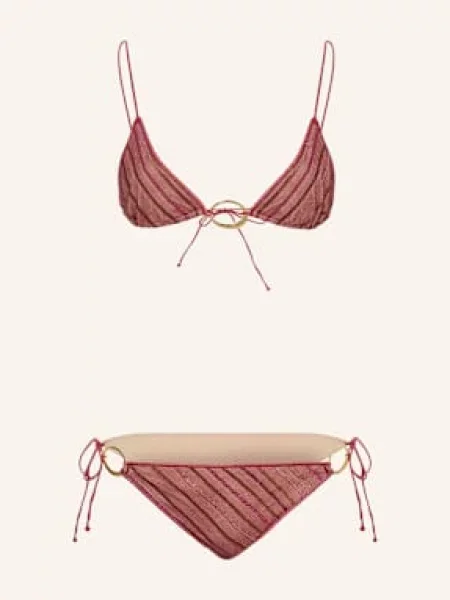 Oséree Bikini Trójkątne Shiny Stripes Z Błyszczącą Przędzą rosa różowy