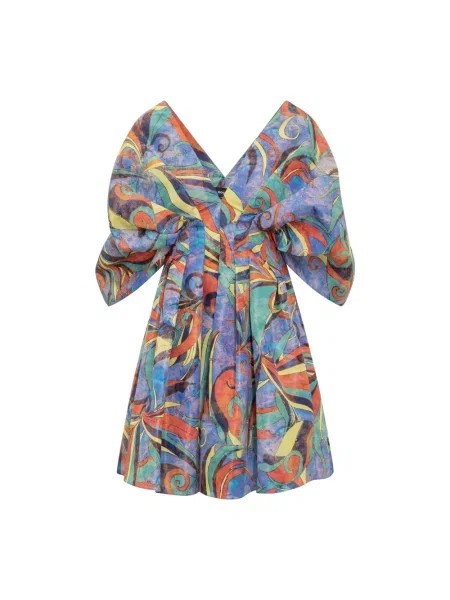 Sukienka mini Rochas z nadrukiem plisowana