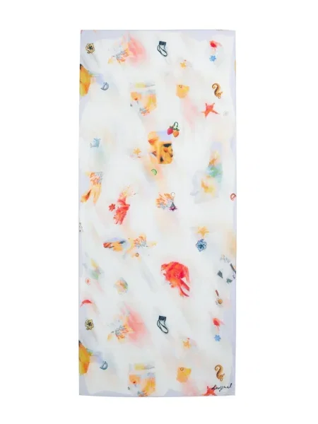 Desigual Fular albastru / maro coniac / roșu alb