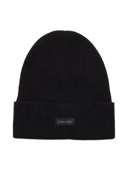 Calvin Klein Sapka ESSENTIAL gyapjú és kasmír hozzáadásával fekete