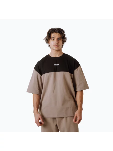 Tricou de antrenament bărbați NEBBIA Power Oversize light brown ash maro