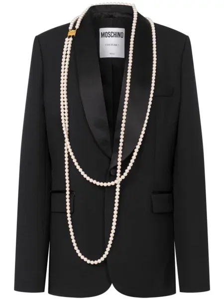 Marynarka Moschino z perełkami czarna