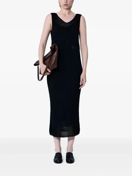 Rochie midi Max Mara cu decolteu în V până la genunchi de costum negru