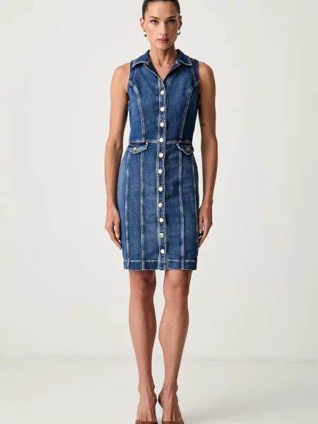 Guess rochie de vară din denim DESTINY albastru