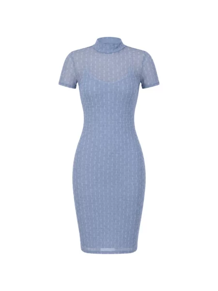 Rochie mini Hugo cu imprimeu geometric plasă albastru
