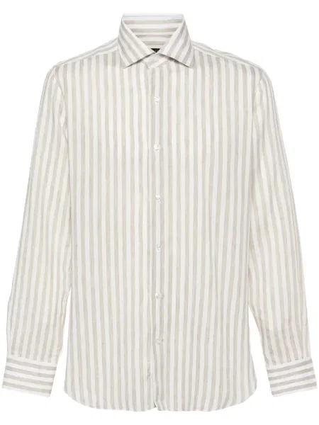 Pruhovaná s límcem košile Barba bílá