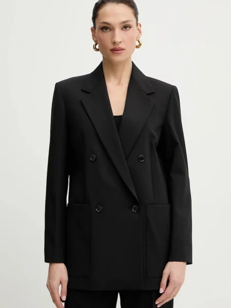 Weekend Max Mara jachetă cu lână VELOCE cu doua rânduri de uni negru