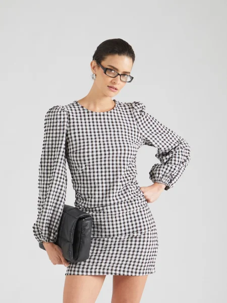 Monki Rochie Gusta gri / negru alb