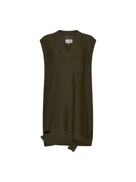 Mała mały sukienka mini Mm6 Maison Margiela wełniana brązowa