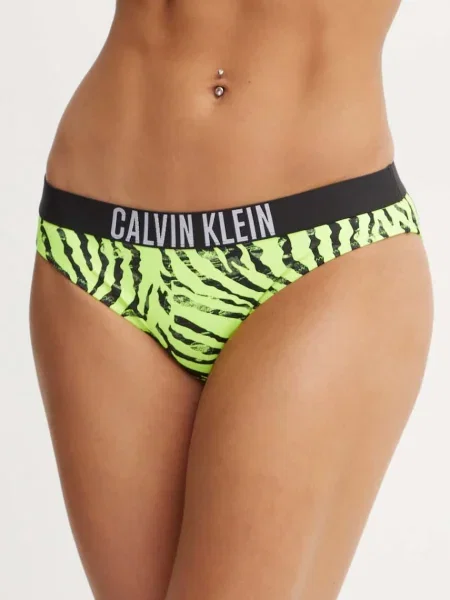 Olcsóbban. Bikini alsó Calvin Klein Bikini Print zebra citrust burst. Méret: L zöld