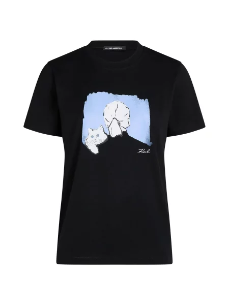 Karl Lagerfeld Tricou albastru deschis alb negru