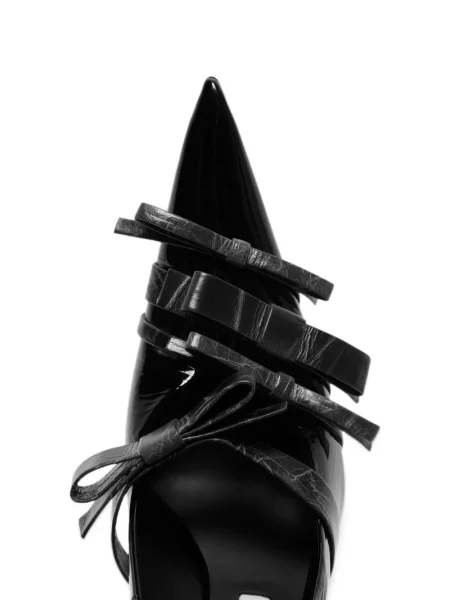 Pantofi cu toc Acne Studios cu funde din piele negru