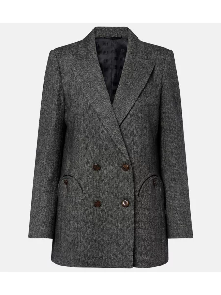 Sacou Blazé Milano de lână cu model herringbone negru