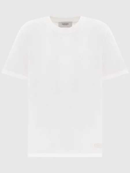 Футболка з вишивкою логотипа Agnona біла