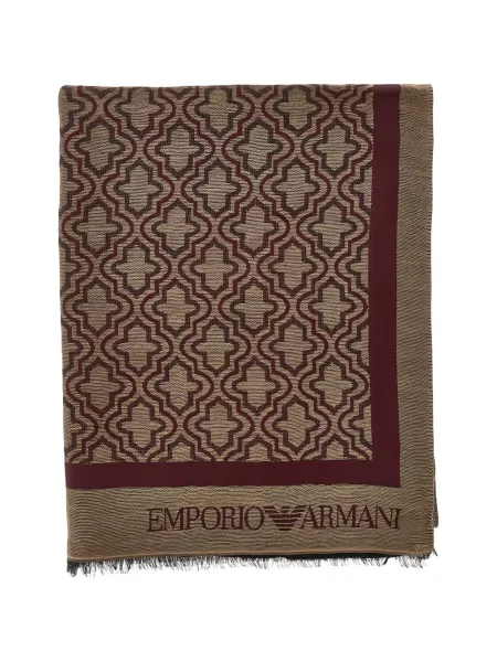 Fular Emporio Armani cu franjuri cu imprimeu geometric