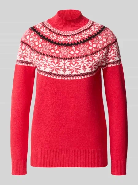 Sweter dzianinowy z mieszanki ze stójką Christian Berg Woman czerwony