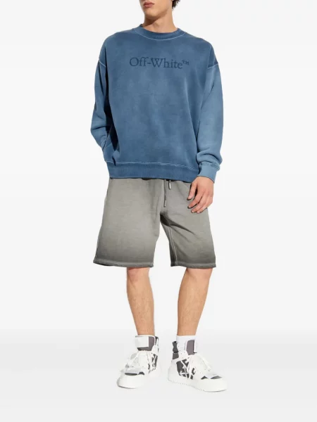 Lung hanorac Off-white cu autograf alb