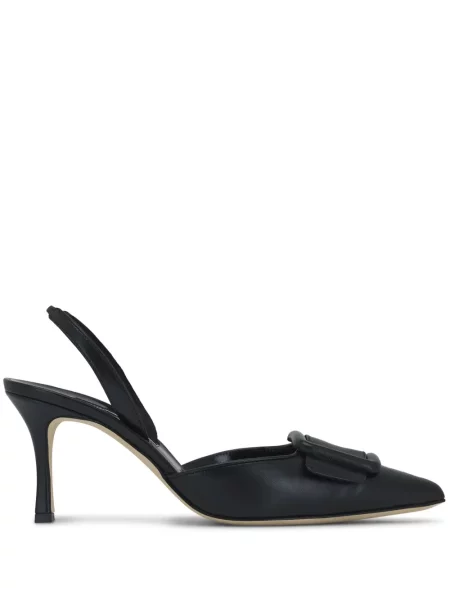 Pantofi cu toc Manolo Blahnik din piele slingback negru