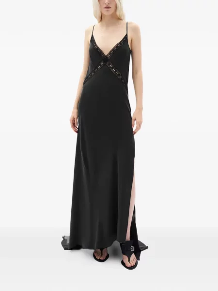 Rochie maxi Ann Demeulemeester din dantelă negru