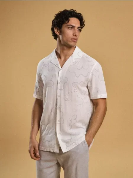 Sinsay koszula ze wzorem kremowy