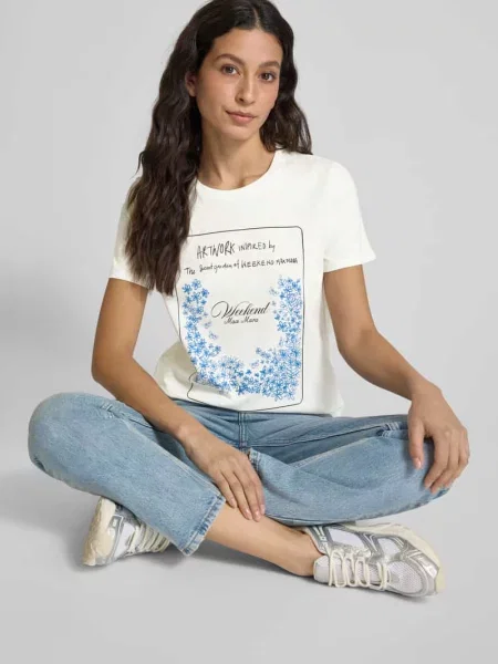 T-shirt z nadrukowanym motywem i logo model ‘TEIERA’ Max Mara Weekend biała