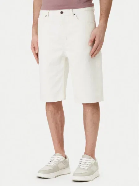 HUGO Pantaloni scurți de blugi Skate Écru Straight Fit bej